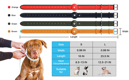 2-in-1 GPS Tracker for Dogs: Smart Collar with Real-Time Location, No Monthly Fee, Unlimited Range (iOS Only) GPS Tracker Dog Collar- Ideal for Small, Medium Large Dogs(Tracker Included) (Brown)