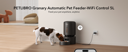 PETLIBRO Automatic Cat Feeder, 5G WiFi Automatic Dog Food Dispenser with Freshness Preservation, 5L Timed Pet Feeder with Low Food Sensor, Up to 10 Meals Per Day, Granary Black