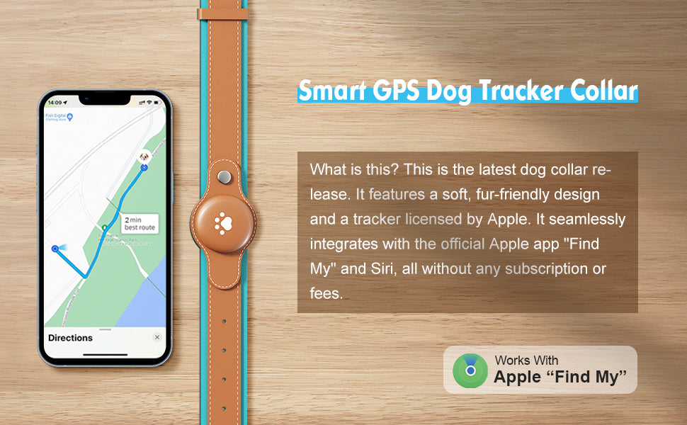 2-in-1 GPS Tracker for Dogs: Smart Collar with Real-Time Location, No Monthly Fee, Unlimited Range (iOS Only) GPS Tracker Dog Collar- Ideal for Small, Medium Large Dogs(Tracker Included) (Brown)