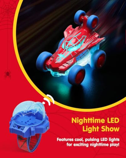 Spider Toy for Boys, Remote Control Watch Toy for Kids, Mini RC Car with LED Light and Wrist Strap for Indoor and Outdoor Play, Birthday for Toddlers